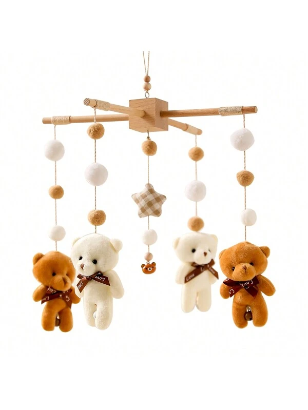 A Removable Bear Crib Bell, Removable And Adjustable To Help Your Baby Sleep, The Perfect Gift For Newborns With Cribs, Baby Car Seats, Strollers, Rocking Chairs And Crib Decorations. Beige