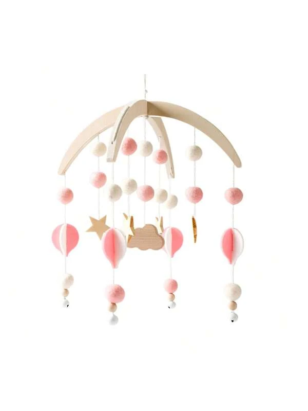 Baby Moving Cribs, Baby Moving Pendants, Baby Moving Wooden Felt Balls, Baby Moving Wind Chimes, Baby Crib Bell Pendants, Kindergarten Decorations, Gifts For Baby Girls And Boys Star Nonwoven Bed Bells Pink