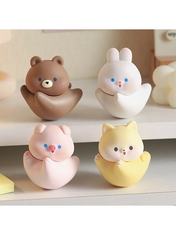 1pc Cute Cartoon Tumbler, Small Resin Handicraft Doll Toy, Office Desktop Stress - Relieving Decorative Gift, Holiday Decoration, Home Decor, Handicrafts, Birthday Multicolor
